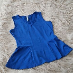 Blue Sleeveless Peplum Top